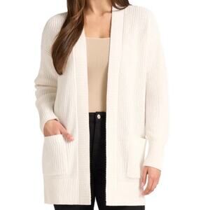 Max & Mia Large Ivory Open-Front Cardigan Sweater 100% Cotton NWT